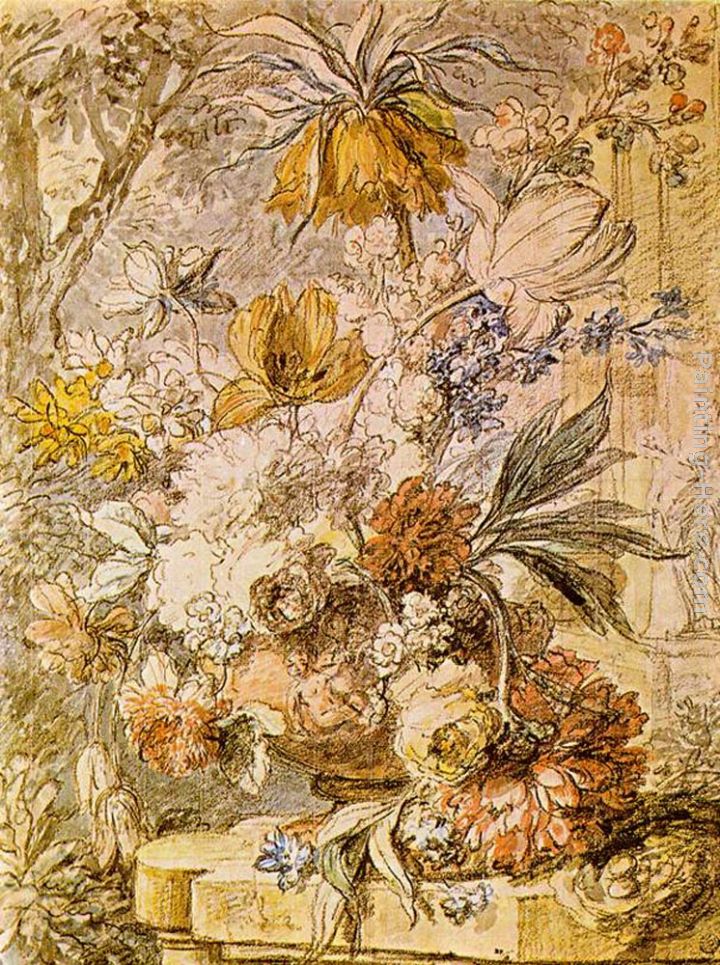 Vase of Flowers painting - Jan Van Huysum Vase of Flowers art painting